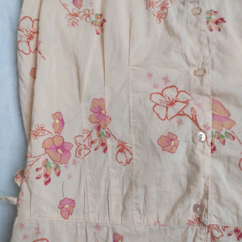 90s Y2K Fashion Bug Blouse Peach Floral Ties On The Sides Fairy Grunge Women's M - Picture 4 of 12